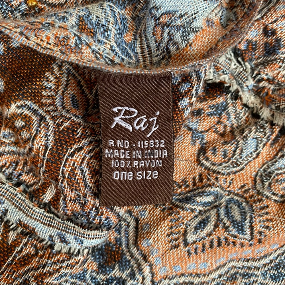 Raj Pashmina Scarf Embroidered Paisley Floral Made In India - Picture 3 of 13